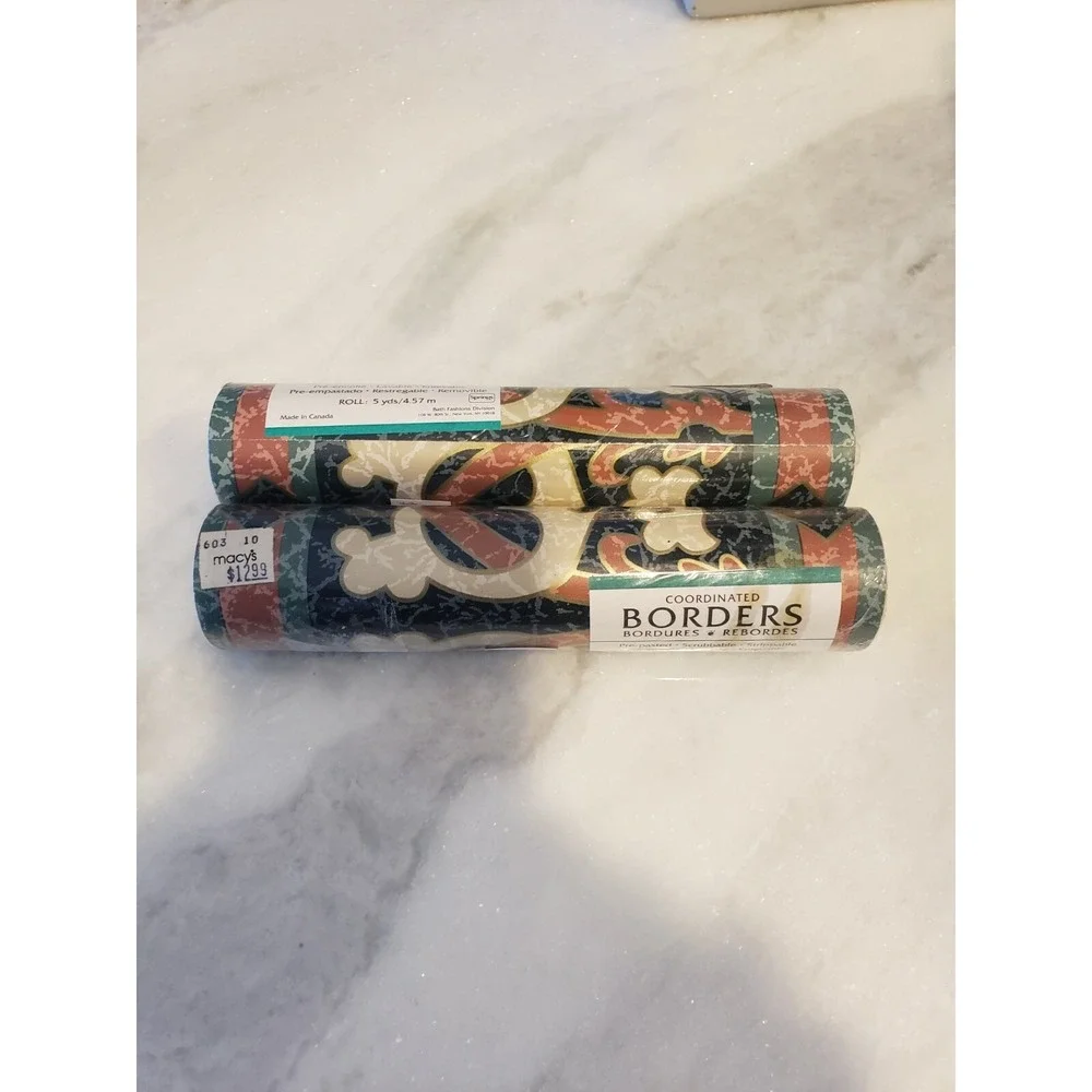 Lot Of 2 Rolls‎ Coordinated Borders 5yrds Per Roll (10 Yrds Total)